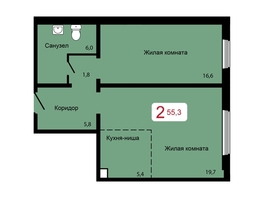Продается 2-комнатная квартира ЖК Мичурино, дом 2 строение 6, 55.3 м², 5100000 рублей