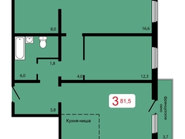Продается 3-комнатная квартира ЖК Мичурино, дом 2 строение 7, 81.5  м², 8260000 рублей