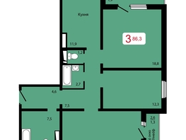 Продается 3-комнатная квартира ЖК Мичурино, дом 2 строение 7, 86.3  м², 8850000 рублей