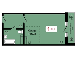 Продается 1-комнатная квартира ЖК КБС. Классика, дом 1, 38  м², 5470000 рублей