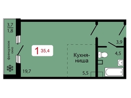 Продается 1-комнатная квартира ЖК КБС. Классика, дом 2, 35.4  м², 5176800 рублей