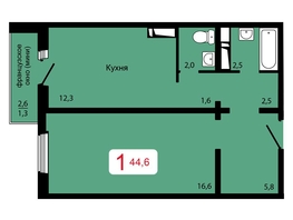Продается 1-комнатная квартира ЖК Мичурино, дом 2 строение 6, 44.6  м², 5970000 рублей
