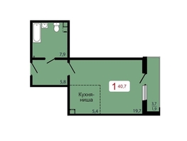 Продается 1-комнатная квартира ЖК КБС. Берег, дом 7 строение 5, 40.7  м², 5698000 рублей