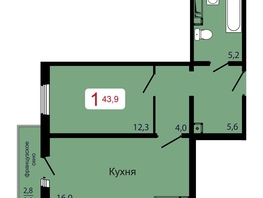 Продается 1-комнатная квартира ЖК КБС. Берег, дом 7 строение 6, 43.9 м², 6615000 рублей