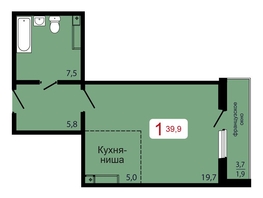 Продается 1-комнатная квартира ЖК КБС. Берег, дом 7 строение 6, 39.9 м², 5586000 рублей