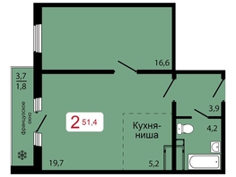 Продается 2-комнатная квартира ЖК КБС. Классика, дом 1, 51.4 м², 6934800 рублей