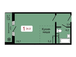 Продается Студия ЖК КБС. Классика, дом 2, 34.8 м², 5150000 рублей