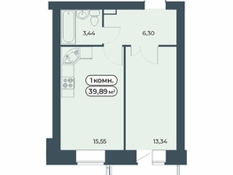 Продается 1-комнатная квартира ЖК Мята, дом 3, 39.89  м², 5050000 рублей