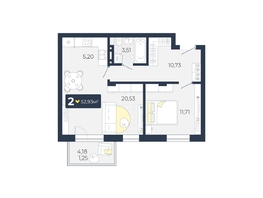 Продается 2-комнатная квартира ЖК Живём, Квартал 6.2, дом 2, 52.93  м², 5610580 рублей