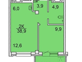 Продается 2-комнатная квартира ЖК Зеленая высотка на Калинина, 38.8  м², 5044000 рублей