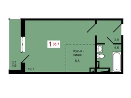 Продается 1-комнатная квартира ЖК КБС. Берег, дом 7 строение 1, 35.7  м², 4800000 рублей