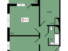 Продается 2-комнатная квартира ЖК КБС. Берег, дом 7 строение 1, 55.8  м², 7850000 рублей