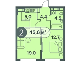 Продается 2-комнатная квартира ЖК Три Клёна, дом 1, 45.6  м², 7159200 рублей
