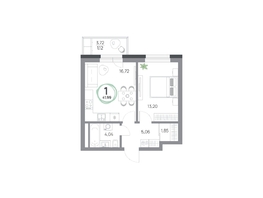 Продается 1-комнатная квартира ЖК Юдинский, дом 1.5, 41.99  м², 5861804 рублей