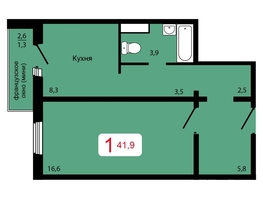 Продается 1-комнатная квартира ЖК Мичурино, дом 2 строение 7, 41.9  м², 5770000 рублей