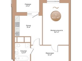 Продается 1-комнатная квартира ЖК Небо над Енисеем, 42.1  м&sup2;, 7072800 рублей