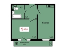 Продается 1-комнатная квартира ЖК КБС. Классика, дом 2, 42  м&sup2;, 6420000 рублей