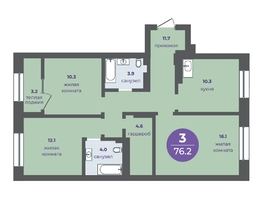 Продается 3-комнатная квартира ЖК Прогресс-квартал Перемены, дом 3, 73  м&sup2;, 10134600 рублей