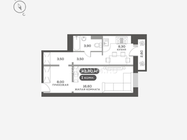 Продается 1-комнатная квартира ЖК Белый квартал на Свободном, дом 3, 43.8  м&sup2;, 7585000 рублей