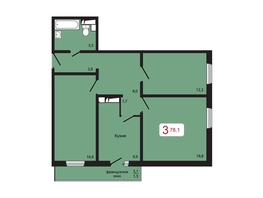 Продается 3-комнатная квартира ЖК КБС. Берег, дом 5 строение 2, 78.1  м&sup2;, 10750000 рублей
