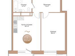 Продается 1-комнатная квартира ЖК Небо над Енисеем, 51.2  м&sup2;, 11776000 рублей
