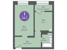 Продается 1-комнатная квартира ЖК Прогресс-квартал Перемены, дом 1, 44.1  м&sup2;, 7276500 рублей