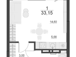 Продается Студия ЖК Дивные Дали, 1 очередь, 33.4  м&sup2;, 5200000 рублей