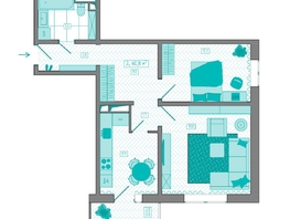 Продается 2-комнатная квартира ЖК КБС. Берег, дом 7 строение 5, 60.8  м&sup2;, 8970000 рублей