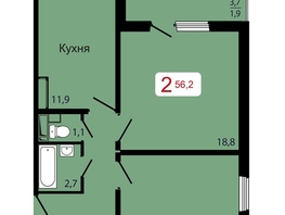 Продается 2-комнатная квартира ЖК КБС. Берег, дом 7 строение 6, 56.2  м&sup2;, 8500000 рублей