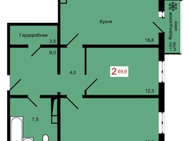 Продается 2-комнатная квартира ЖК Мичурино, дом 4 стр 4, 69.8  м&sup2;, 8900000 рублей