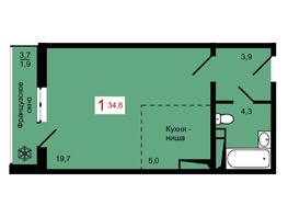 Продается 1-комнатная квартира ЖК Мичурино, дом 4 стр 4, 34.8  м&sup2;, 5050000 рублей