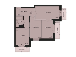 Продается 3-комнатная квартира ЖК Дуэт, дом 2, 71.24  м&sup2;, 7836400 рублей