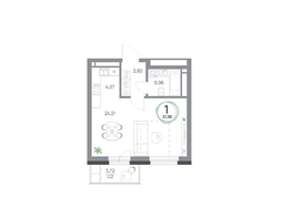 Продается 1-комнатная квартира ЖК Юдинский, дом 1.4, 37.36  м&sup2;, 5372368 рублей
