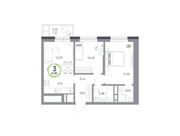 Продается 3-комнатная квартира ЖК Юдинский, дом 1.4, 57.82  м&sup2;, 8083236 рублей