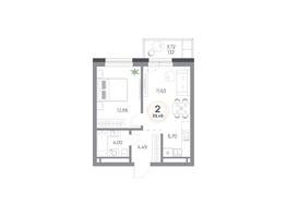 Продается 2-комнатная квартира ЖК Юдинский, дом 1.4, 39.49  м&sup2;, 5737897 рублей
