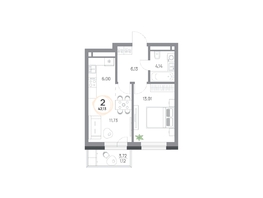 Продается 2-комнатная квартира ЖК Юдинский, дом 1.4, 42.12  м&sup2;, 6098976 рублей