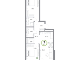 Продается 3-комнатная квартира ЖК Юдинский, дом 1.5, 73.71  м&sup2;, 9958221 рублей