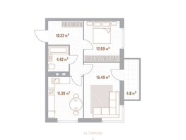Продается 2-комнатная квартира ЖК Николаевские кварталы, 56.7  м&sup2;, 12757500 рублей