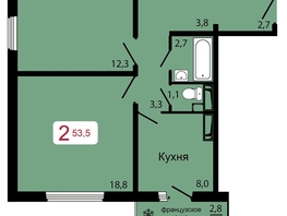 Продается 2-комнатная квартира ЖК КБС. Классика, дом 1, 53.5  м&sup2;, 8000000 рублей