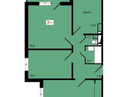 Продается 3-комнатная квартира ЖК КБС. Курчатова, дом 12.1, 72.5  м&sup2;, 10700000 рублей