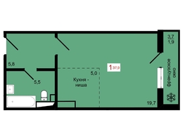 Продается 1-комнатная квартира ЖК КБС. Курчатова, дом 12.2, 37.9  м&sup2;, 6050000 рублей