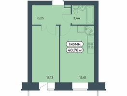 Продается 1-комнатная квартира ЖК Мята, дом 3, 40.76  м&sup2;, 5800000 рублей