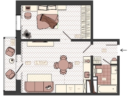 Продается 2-комнатная квартира ЖК КБС. Классика, дом 1, 51.4  м&sup2;, 7950000 рублей