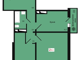 Продается 2-комнатная квартира ЖК КБС. Классика, дом 4, 59.4  м&sup2;, 8150000 рублей