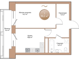 Продается 1-комнатная квартира ЖК Небо над Енисеем, 39.2  м&sup2;, 9408000 рублей