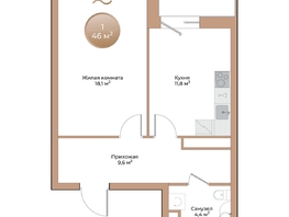 Продается 1-комнатная квартира ЖК Небо над Енисеем, 46  м&sup2;, 8740000 рублей