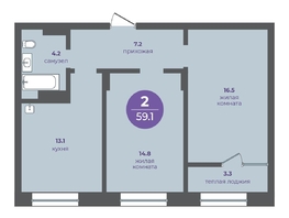 Продается 2-комнатная квартира ЖК Прогресс-квартал Перемены, дом 1, 59.1  м&sup2;, 9851500 рублей