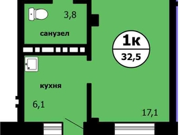 Продается 1-комнатная квартира ЖК Новые Черёмушки, дом 1 корпус 1, 32.2  м&sup2;, 4590000 рублей