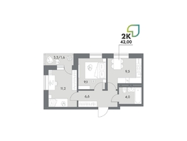 Продается 2-комнатная квартира ЖК Аллея Парк, 4 этап, 42  м&sup2;, 6300000 рублей