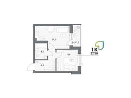 Продается Студия ЖК Аллея Парк, 4 этап, 37.2  м&sup2;, 5617200 рублей